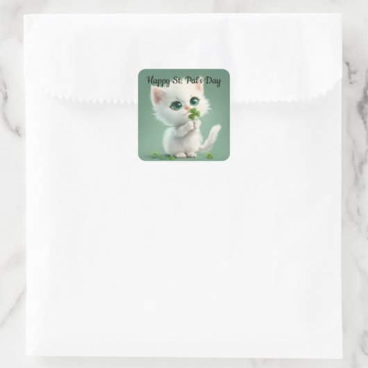 Chaton avec autocollant Trèfle (Sac)