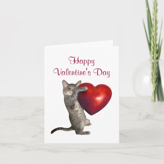 Chaton avec la grande carte rouge de Valentine de (Devant)