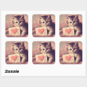 Chaton avec Sticker de peinture Vintage Valentine (Feuille)