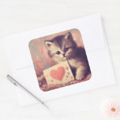 Chaton avec Sticker de peinture Vintage Valentine (Enveloppe)