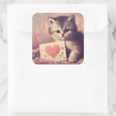 Chaton avec Sticker de peinture Vintage Valentine (Sac)