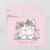 chaton blanc, chaton, animaux carte de remerciemen (Devant / Derrière)