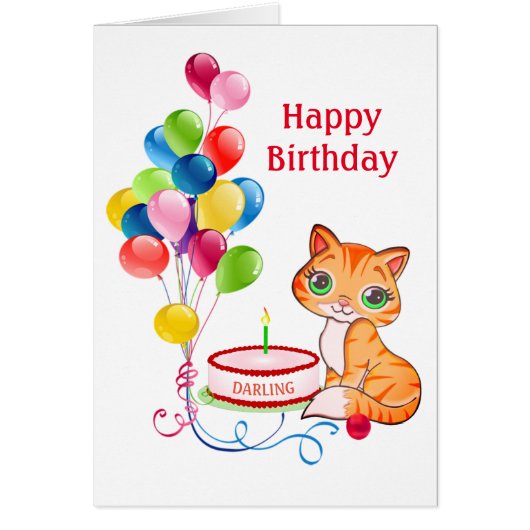 Chaton d'anniversaire et ballons multicolores sur (Devant)