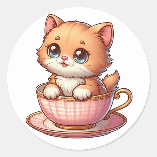 Chaton dans tasse de thé Stickers (Devant)