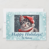 Chaton de Noël 8, Joyeuses fêtes, Carte de Noël (Devant)
