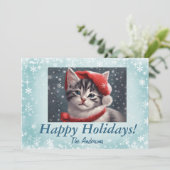 Chaton de Noël 8, Joyeuses fêtes, Carte de Noël (Debout devant)