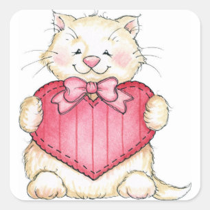 Chaton de Valentine - autocollants
