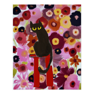 Chaton en Fleurs Perfect Poster