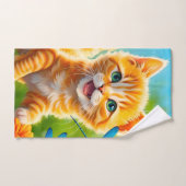 Chaton joyeux (Serviette à main)