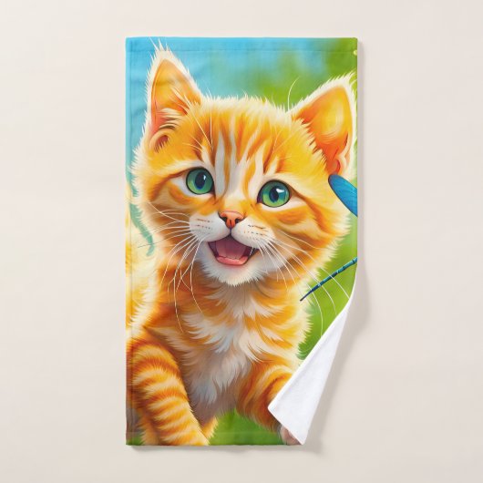 Chaton joyeux (Serviette à main)