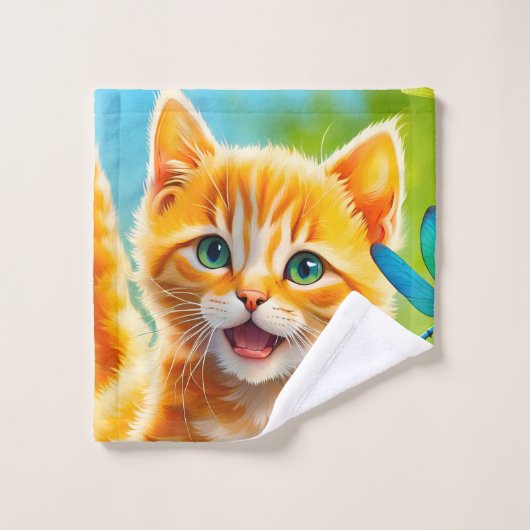 Chaton joyeux (Gant de toilette)