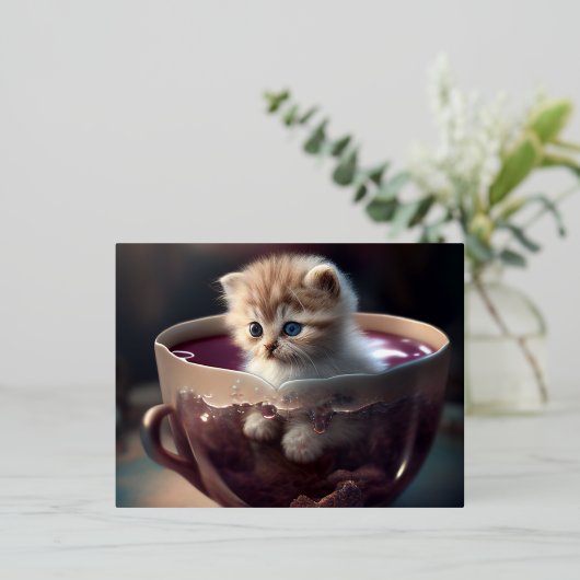 chaton mignon dans un design de carte postale 1 (Debout devant)