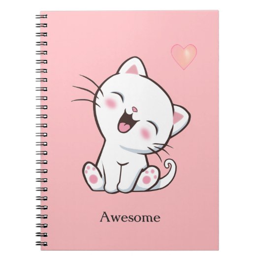 Chaton Mignon Incroyable sur un Cahier Rose Clair (Devant)