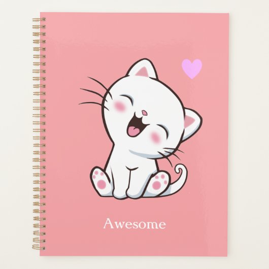 Chaton Mignon Incroyable sur un Planificateur Rose (Devant)