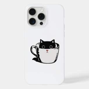 Chaton noir avec nez rouge caché dans une tasse