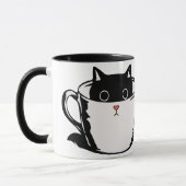 Chaton noir avec nez rouge caché dans une tasse (Gauche)