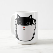 Chaton noir avec nez rouge caché dans une tasse (Devant gauche)