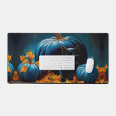 Chaton noir et lune bleue Citrouilles Feuilles d'a (Clavier et souris)