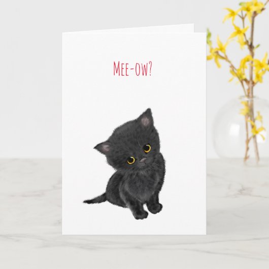 Chaton noir obtenir carte de bien (Fleur jaune)