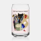 Chaton noir Pinceau Pot Artiste Chat Rose (Verso)