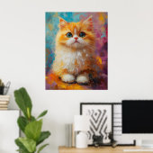 Chaton Persan Délicat — Impression d'Art Pastel Mi (Bureau à domicile)