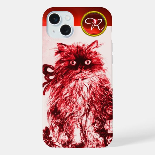 CHATON - PETIT CHAT AVEC ROSES ROUGES Monogramme e (Verso)
