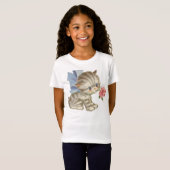 Chaton tenant un T-shirt de filles de rose (Devant entier)