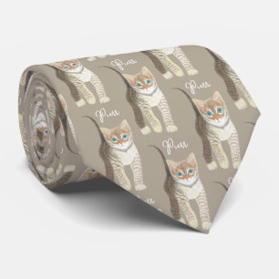 Chaton Tigre Avec Cravate Brun Clair Texte