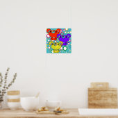 Chatons colorés sur cercles Impression sur toile (Cuisine)