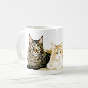 Chatons de chats de ragondin du Maine, tasse de
