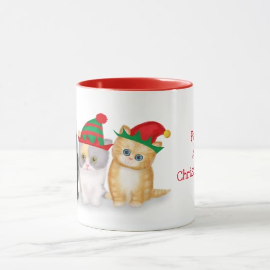 chatons de Noël tasse personnalisée (Centre)