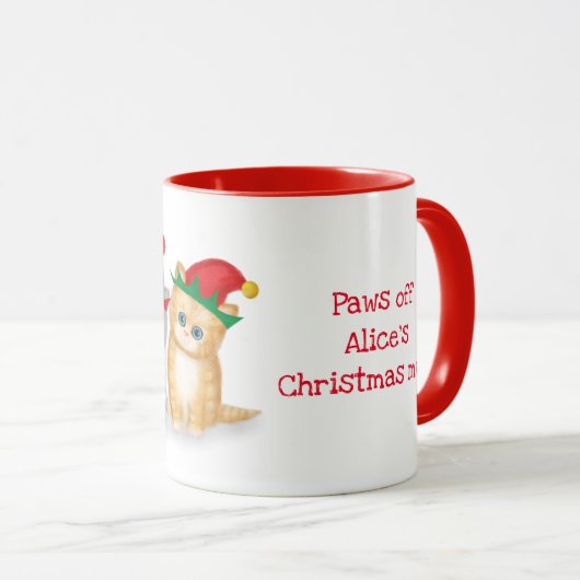 chatons de Noël tasse personnalisée (Devant droit)