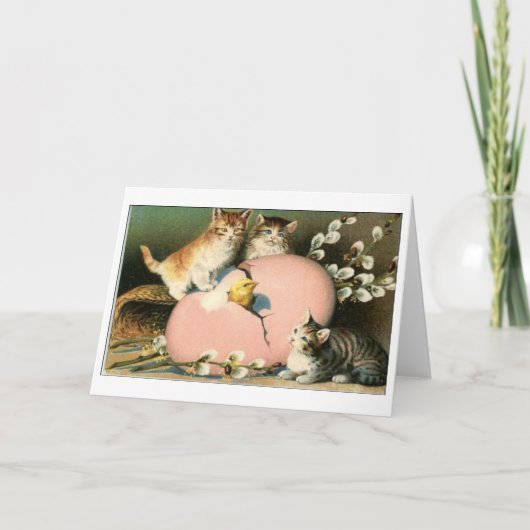 Chatons de Pâques ! Carte de Pâques Victorian Kitt (Devant)