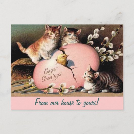 Chatons de Pâques Carte postale de voeux Vintage (Devant)