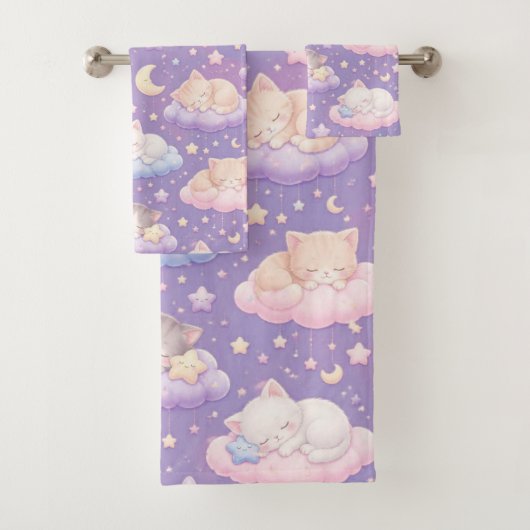 Chatons endormis rêveurs sur des étoiles et des nu (En situation)