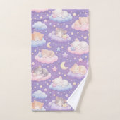Chatons endormis rêveurs sur des étoiles et des nu (Serviette à main)