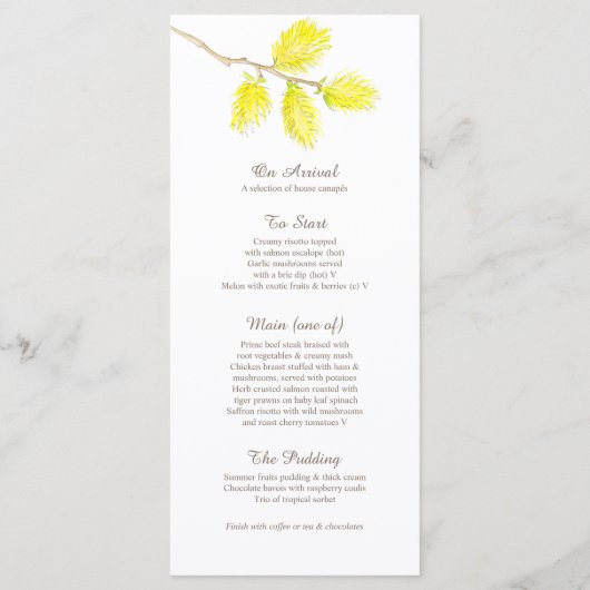 Chatons jaunes - menu mariage (Dos)