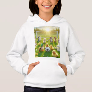 Chatons mignons et canetons jouant au football – W