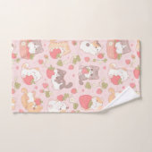 Chatons Mignons et Motif de Fraise Douce (Serviette à main)