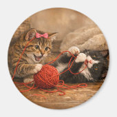 Chatons mignons jouant avec un aimant rond de fil (Devant)