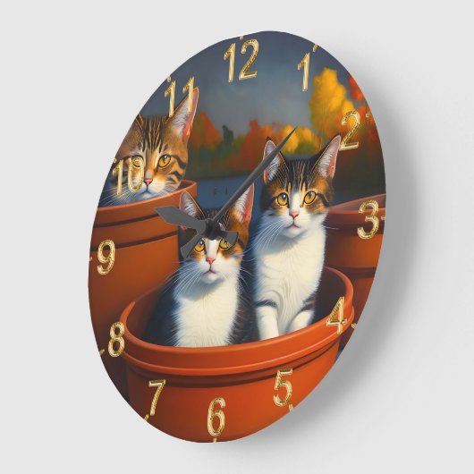 Chatons Plante Pot, horloge murale (Angle)