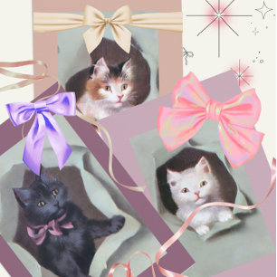 Chatons vintage faisant irruption dans du papier c