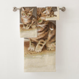 Chatons vintage sous parapluie art de chat antique