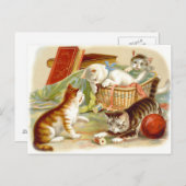 Chatons vintages avec carte postale amusante (Devant / Derrière)