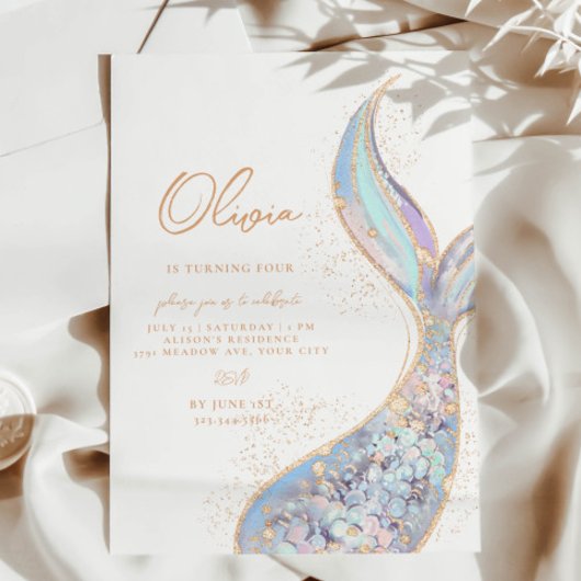 Chatoyant Mermaid Tail Invitation Anniversaire