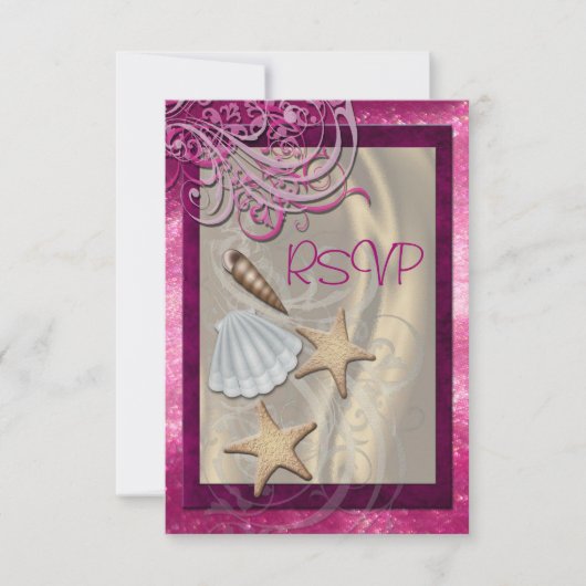 Chatoyant Seashell Pink Beach Rsvp Invitation (Devant)