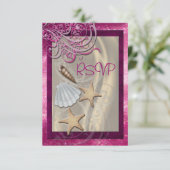 Chatoyant Seashell Pink Beach Rsvp Invitation (Debout devant)