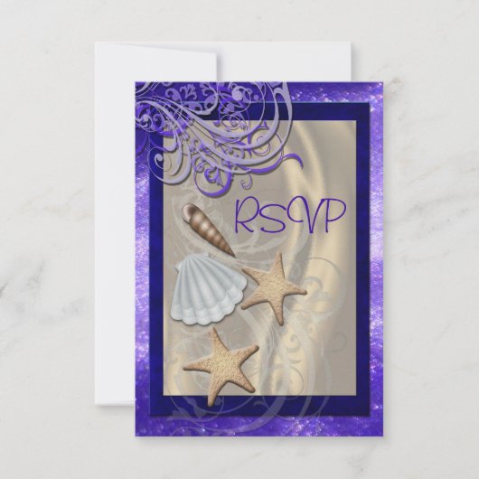 Chatoyant Seashell Purple Beach Rsvp Invitation (Devant)