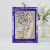 Chatoyant Seashell Purple Beach Rsvp Invitation (Debout devant)