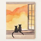 Chats à la fenêtre | Silhouette aquarelle Coucher  (Dos)